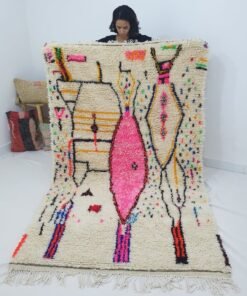 Moroccan White Rug Azilal | MAKOT | 8'4x5 Ft | 2,57x1,51 m | 100% wool handmade