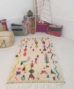 Moroccan White Rug Azilal | SAFIT | 5'6x3'3 Ft | 1,70x1,00 m | 100% wool handmade