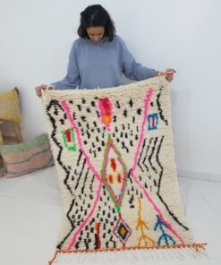 Moroccan White Rug Azilal | SIMUSHA | 4'8x3'3 Ft | 1,45x1 m | 100% wool handmade