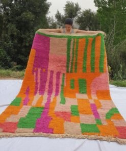 NETMEZRA | 10x6'5 Ft | 3x2 m | Moroccan Colorful Rug | 100% wool handmade