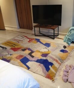 SIMAGGOUN | 8x5'4 Ft | 2,43x1,63 m | Moroccan Colorful Rug | 100% wool handmade
