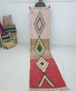 TLADA Runner | 12x2'7 Ft | 3,65x0,83 m | Moroccan Colorful Rug | 100% wool handmade