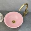 Blush Pink Ceramic Vessel Sink – Minimalist Bathroom Basin – Modern Round Vanity Sink – Handmade Wash Bowl – Boho Bathroom Decor
